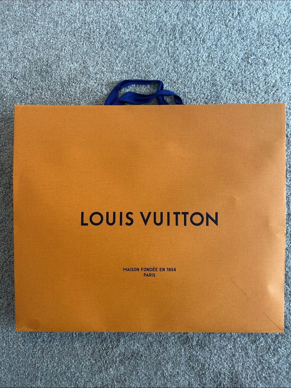 Louis Vuitton Orange Gift Bag with Blue Ribbon Handles